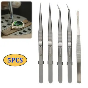 5 Pcs Precision Tweezers Set,Anti - Static Stainless Steel Tweezers for Electronics,Jewelry Making,Medical and Laboratory Work,Craft,Model Building,Soldering,Watch,Car Repair,Christmas Party Gifts,Hand Tools Kits