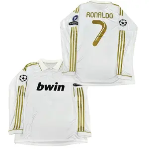 2011 2012 Home Retro White No.7 Ronaldo Long Sleeved Soccer Jersey