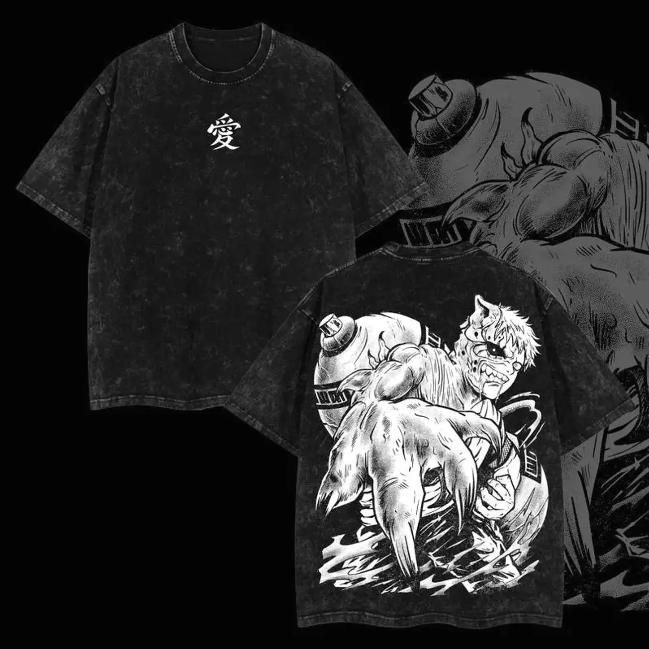 Limited Edition Godaime Kazekage Sabaku no Gaara -Naruto Anime Double Printed Oversize Lightweight Acid Washed Tee, Gift For anime merch AF4