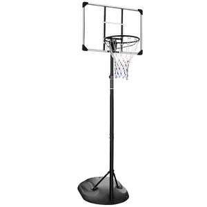 [Fahuac] Portable Basketball Hoop Height Adjustable 7.5-9.2ft - 32in Backboard, Triangular Base Water/Sand Fillable, Indoor Outdoor for Kids Youth Adults.