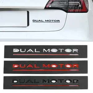 DUAL MOTOR Underlined Letters Emblem for Tesla Model Y 3 X S Car Styling High Performance Trunk Badge Sticker Chrome Black Red