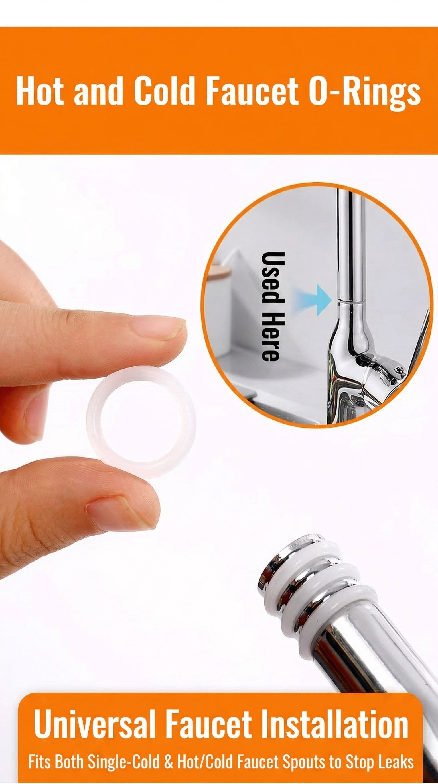 Universal Silicone Gasket Kit - 80+ Pcs Sealing Washer Assortment for Kitchen, Bathroom, Plumbing & Gas - Heat Resistant & Non-Toxic O-Rings for Faucets,