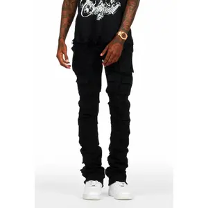 Gentry Black Stacked Flare Jean