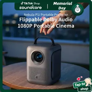 Nebula P1i Portable Projector with WiFi and Bluetooth by soundcore, Flippable Design, 1080P FHD, 380 ANSI Lumens, Auto Focus/Keystone, All-Glass Lens, Built-in Speaker outdoorfun