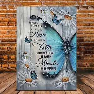 1 Piece Wooden Frame Canvas Oil Painting Inspirational Butterfly Print Canvas Poster Encouraging Quotes Wall Decor, Modern Home Decor, Home or Office Bathroom Living Room Decor Wall Art Decor Framed Ready to Hang Gift for Her/Him