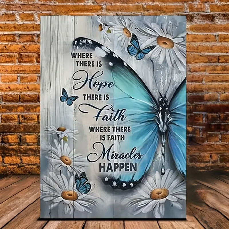 1 Piece Canvas Oil Painting Inspirational Butterfly Print Canvas Poster Encouraging Quotes Wall Decor, Modern Home Decor, Home or Office Bathroom Living Room Decor Wall Art Decor Ready to Hang Gift for Her/Him,Santa