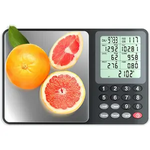 Nutrition food scale, digital food scale for weight loss, calculating food facts, macro, calorie, meal prep, portion control, stainless steel