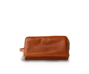 Elevate Your Grooming with our Personalized Double Section Leather Toiletry Bag for Men!