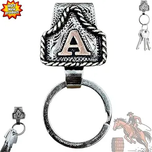 Vintage Cowboy Letter Keychain – Retro Metal “A/C/G/K” Initial Car Keychain, Stylish and Durable Keyring for Pockets, Belts, and Everyday Use