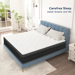 Summervibes 12/14 Inch Hybrid Mattress in a Box - Medium Firm Support with Individually Pocketed Springs & Breathable Memory Foam, Reinforced Edge for Back Pain Relief, Sleep Upgrade for Home & Guest Room (Twin/Full/Queen/King)