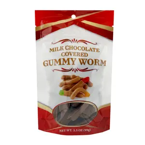 FirstChoiceCandy Chocolate Covered Gummy Worms Milk Chocolate, 3.5 oz Resealable Bag (PACK OF 6)