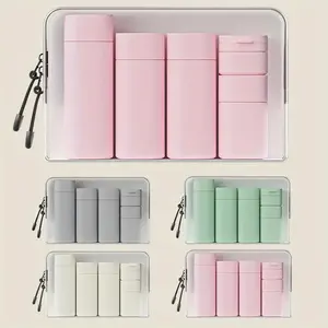 6 Piece Travel Set Shampoo Body Wash Lotion Cream Bottles, Empty Cosmetic Containers for Toiletries, Portable Organizer Kit