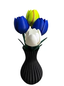 3D Printed Softball and Baseball Tulips with Vase - Unique Ornaments Decorations, Home Decorative Piece for Home Supplies