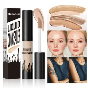 Hellokiss Natural Coverage Concealer - Waterproof Sweatproof Lightweight Breathable Long-Lasting for Covering Acne Scars Dark Spots Tattoos, Skin-like Finish Tattoo Cover Multi-Use Liquid Concealer creamy