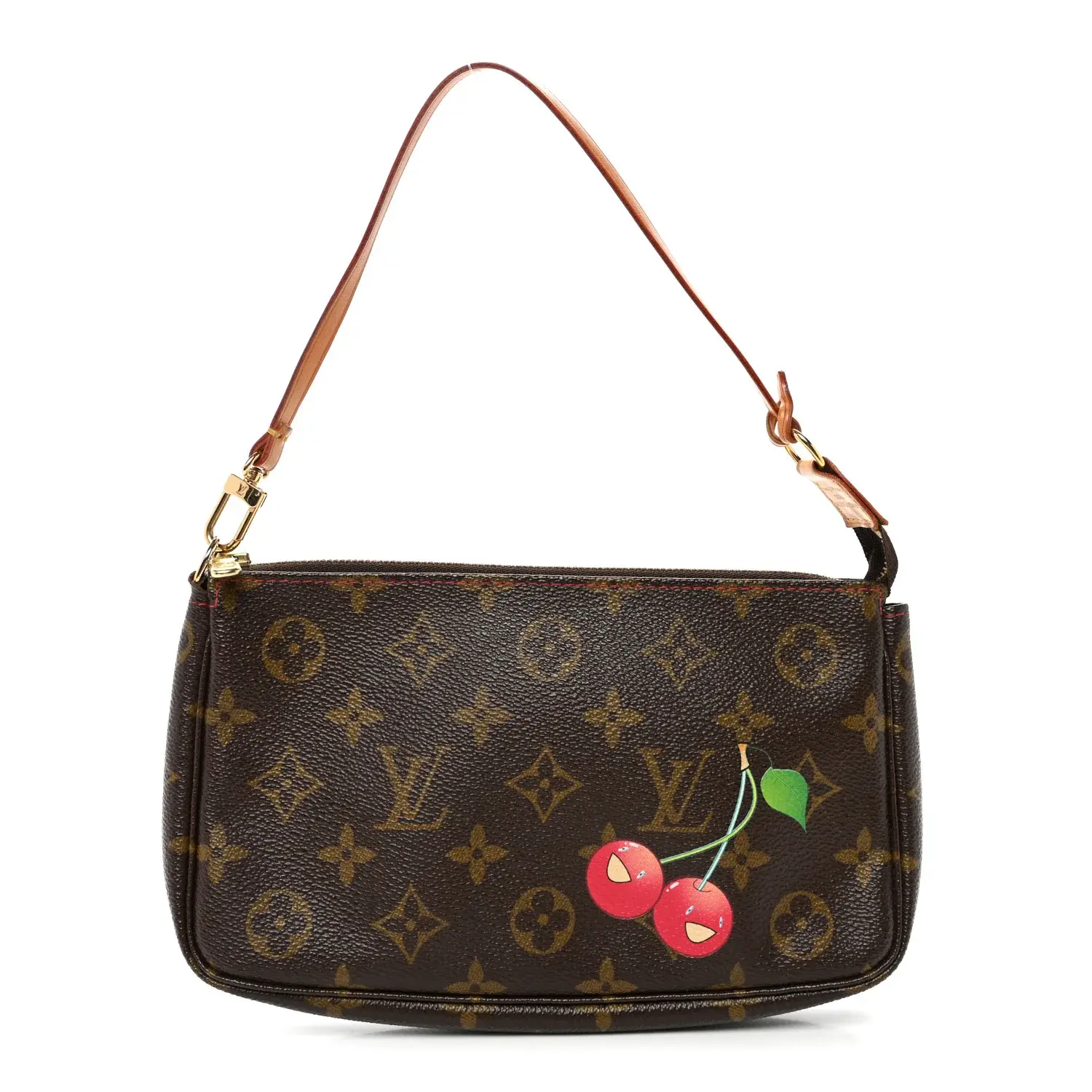 Pre-owned Louis Vuitton Coated Canvas Shoulder Bags Monogram Cerises Pochette Accessories