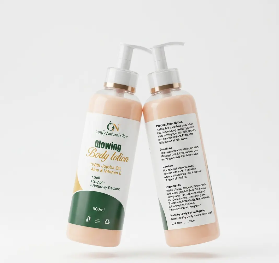 Glowing Body Lotion with Jojoba Oil, Aloe & Vitamin E - Soft, Supple, Naturally Radiant, 16.9 fl oz (500ml)