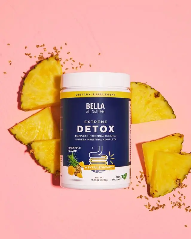 bella All Natural Extreme Detox Colon Cleanse Powder 400g | Pineapple Flavor Intestinal Cleansing Supplement