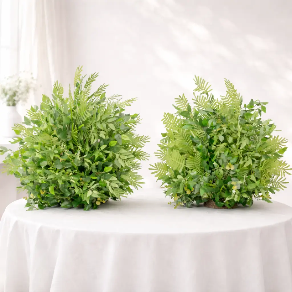 Artificial Green Leaves Centerpieces Ball Set of 2, Wedding Table Decorations, 23.6" Greenery Floral Ball, Event Decor