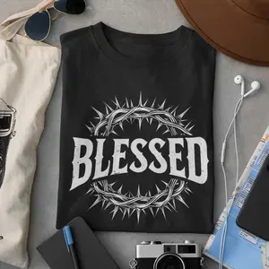 Blessed Unisex Garment-Dyed T-shirt, Spiritual Tee, Faith-Based Apparel Breathable Casual Cotton Fabric