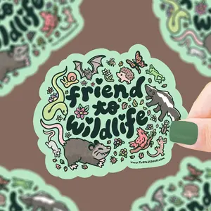 Friend to Wildlife Sticker, Vinyl, Waterproof, Water Bottle Sticker, Nature Sticker, Bats, Possums Wildlife, Animal Friends, Cute Sticker