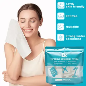 DX Brand Compressed Towel 35pcs Disposable Gingham Cotton Coin Tissue Portable for Travel Home Outdoor Activities Soft Skin Friendly Lint Free Reusable Strong Water Absorbent Facial 2 /4Packs
