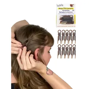 Magic-Grip Hairpins - 2 1/2" U-Shaped Grip Hair Pins for Fine, Thick, Curly & Long Hair, Invisible Strong Hold Hair Styling Accessories, Set of 10, USA-Made (Tortoise Shell)