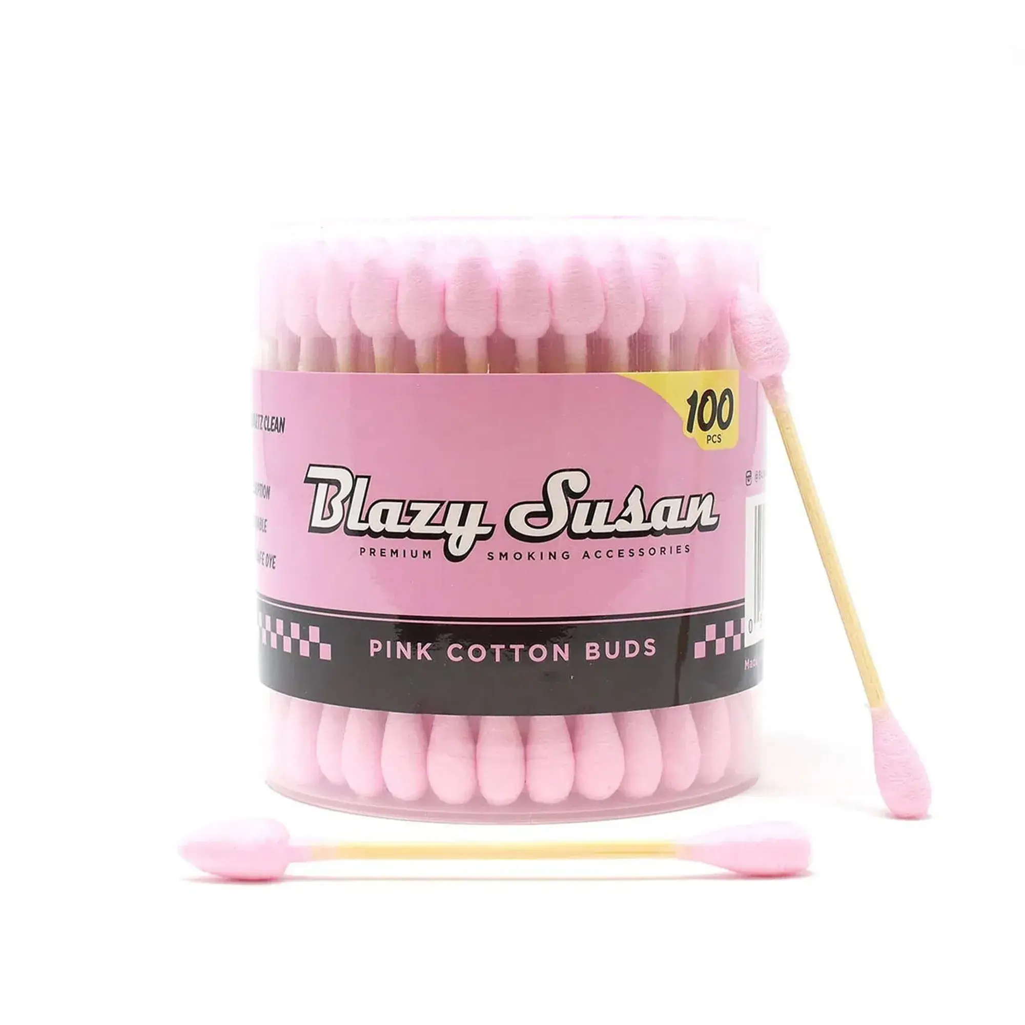 Blazy Susan Pink or White Cotton Buds Jar | Dual-Tip Cleaning Swabs