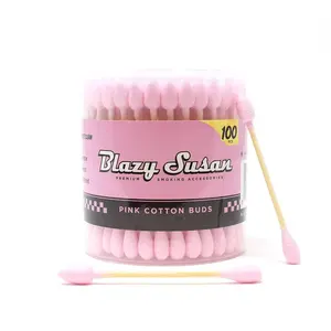 Blazy Susan Pink or White Cotton Buds Jar | Dual-Tip Cleaning Swabs