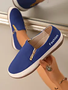 Women's Soft Waterproof Vintage Oxford Outdoor Shoes with Side Zipper, Comfortable Flat Walking Shoes for All Seasons & Hiking, Non-Slip Sole for Casual Use