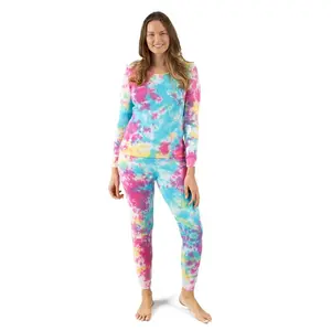 Leveret Womens Two Piece Cotton Pajamas Tie Dye Rainbow S