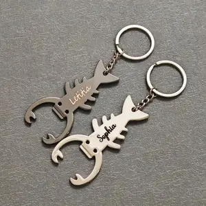 Customized Name LOGO Laser Carving Keychain Creative Lobster Bottle Opener Multi functional Keychain Portable Lid Opener Small G