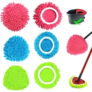 6 count Spin Mop Heads Replacements Compatible with Ocedar Easywring 1  System Chenille Mops Duster Pad Washable Dust Refills Green Blue Red