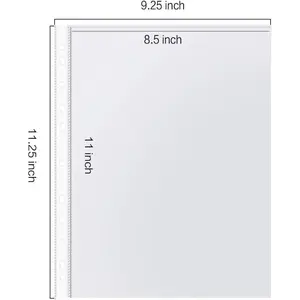 Sheet Protectors, 400 Pack Clear Heavy Duty Plastic Page Protectors Sheet Reinforced 11-Hole Fit for 3 Ring Binder Fits Standard 8.5 x 11 Paper, 9.25 x 11.25 Top Loaded, Excluding Acid