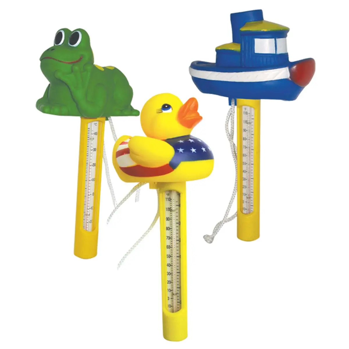 212 MAIN Floating Pool Thermometer for Pools and Spas, Fun Assorted Designs with Tug Boat & Duck Characters, Fun Stocking Stuffers, Froggy, 6 X 3 X 10, -20 To 110 Degrees F, Temperature Check, Animal-Shaped, Height: 10, Outdoor, Temperature Readout, 10 In