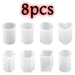 8 pcs Silicone Candle Molds Light Resin Mold Pillar Candles Resin Mould Epoxy Resin Casting Molds for Making Candles, Soaps, Flower Specimen