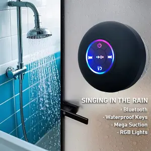 Portable Wireless Bluetooth-compatible Speaker with LED Light Ipx4 Waterproof Loudspeaker for Outdoor & Bathroom Use Large Suction Cup Stereo Sound Box