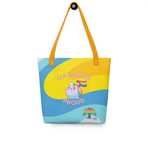 NIBBY™ Oakland Proud Rainbow Puff with Flag Tote Bag