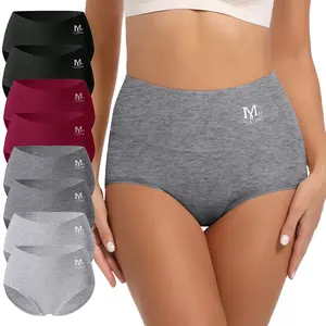 Morelect Women's High-Waisted Underwear 4/6/8 Pack Comfortable Breathable Panties in Black Burgundy Gray Soft Cotton Fabric for All-Day Wear Basic Minimalist Fit Everyday Wear