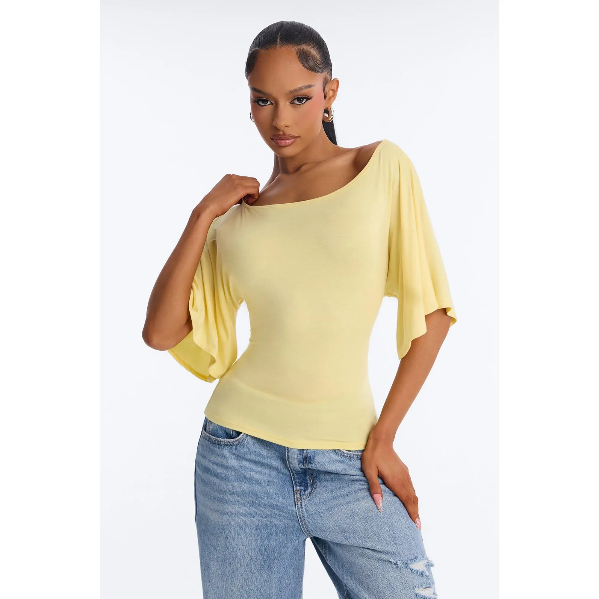 Nicolette Tie Waist Short Sleeve Top - Butter Yellow