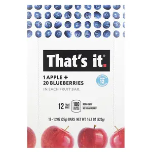 That's It Fruit Bars, Apple + Blueberries, 12 Bars, 1.2 oz (35 g) Each