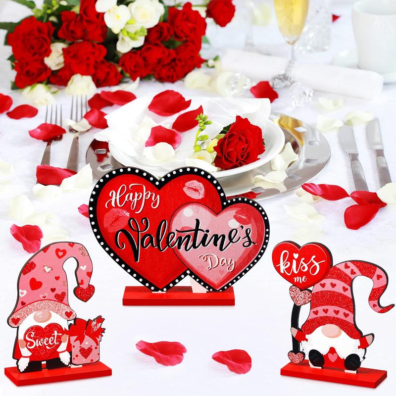 St. Patrick's Day & Valentine's Day Reversible Gnome Wood Signs, Double Sided Irish Theme Wooden Standing Blocks & Love Car Rose Truck Heart Decor, Table Centerpiece for Tiered Tray Farmhouse Kitchen, Ideal for Irish Families, Gnome Lovers & Couples Gift