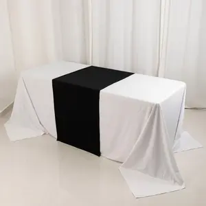 Scuba Polyester Wide Table Runner 24"x72" Black - Wrinkle-Free Table Linen