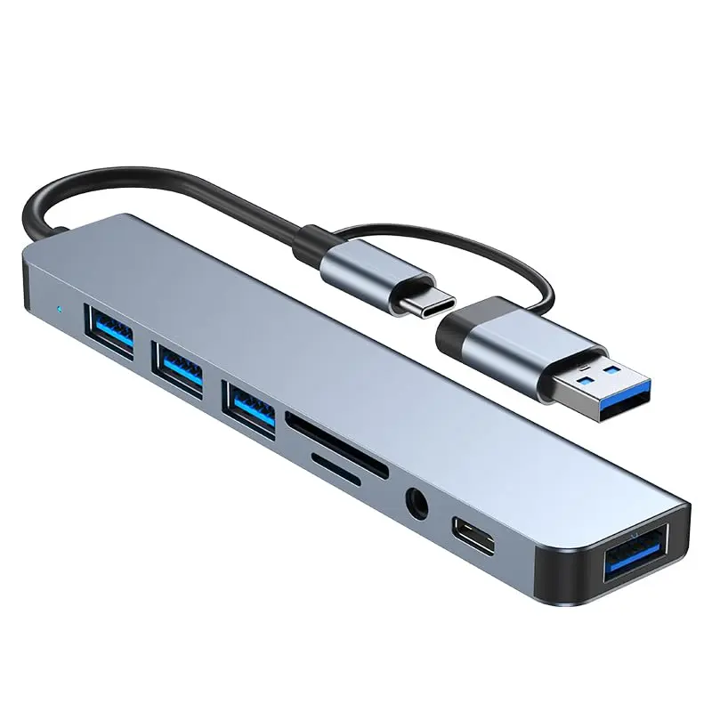 8-in-1 USB C Hub with HDMI Splitter, 4 USB Ports, USB-C, TF/SD Reader, 3.5mm Audio - USB Extender for Laptop, Tablet, Phone accessory, for MacBook Pro/iPad Pro/iPhone 15/Laptop/More #SummerVibes