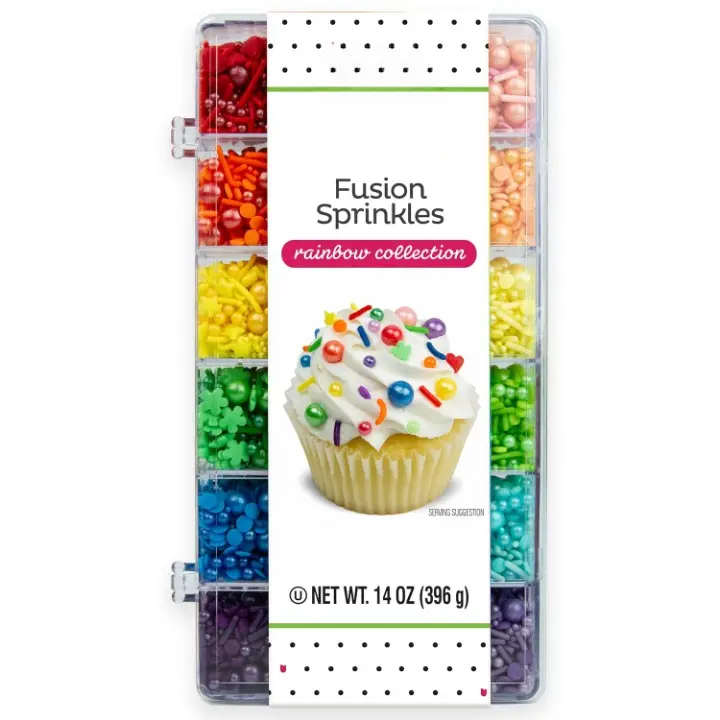 14oz Cornstarch-Based Rainbow Fusion Baking Sprinkles - Mixed Colored, Assorted Shapes Buttercream Sprinkles for Holiday, Easter Decorations, Large Quantity Option for Baking Enthusiasts