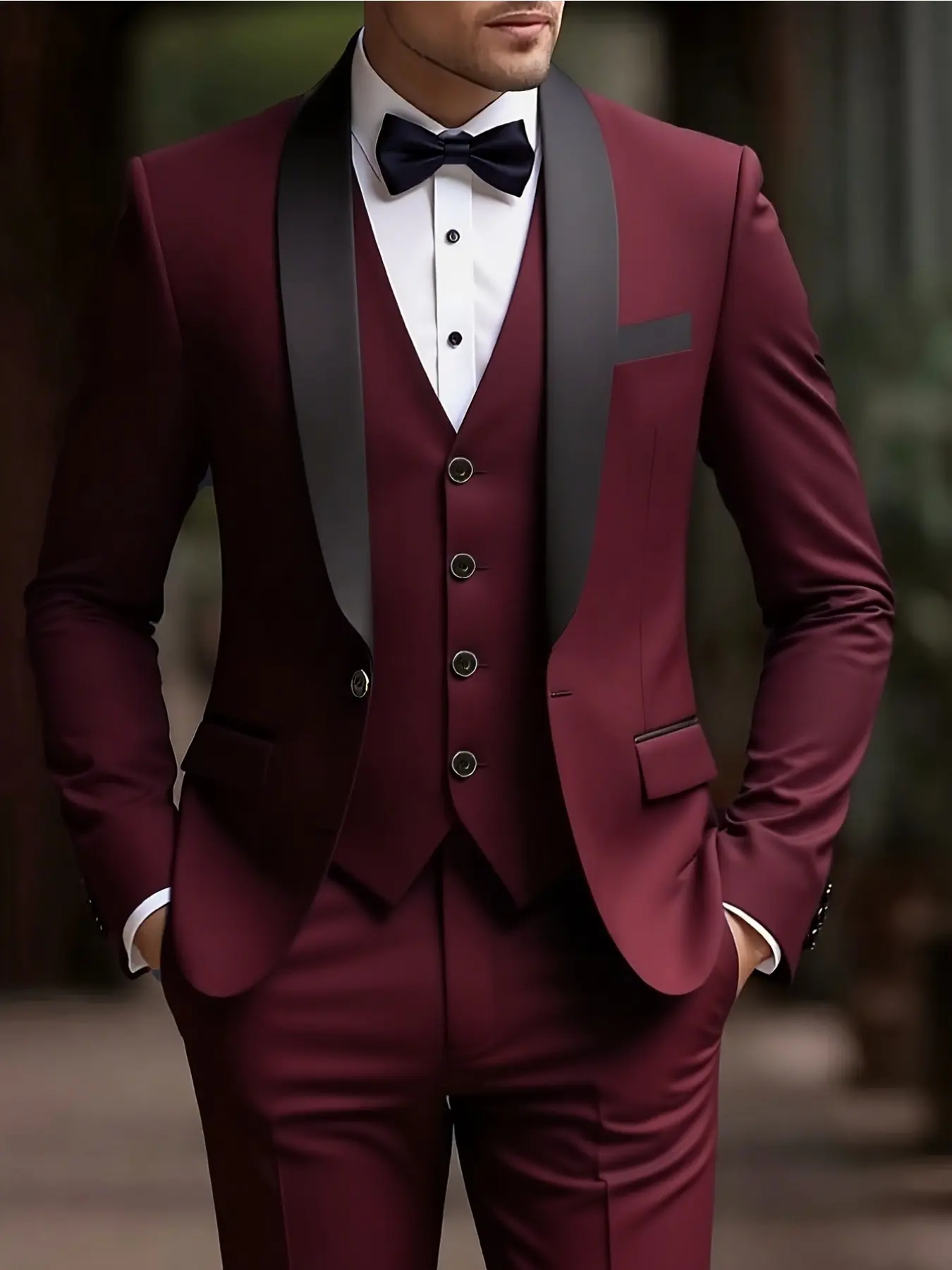 Elegant Men's 3pcs Suit- Slim Fit Tuxedo Set for Weddings& Formal Occasions, Black Suit Coat with Long Sleeve White Collared Shirt& Pants, Perfect for Office Meetings and Elegant Events, Formal Attire | Slim Fit Suit | Durable Wedding Wea | Menswear
