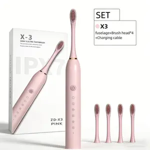 Rechargeable Sonic Electric Toothbrush, Adult Waterproof Toothbrush with 4 Soft Bristle Replacement Heads, Deep Cleaning Oral Care Tool for Teeth Whitening & Sensitive Gum Protection Cleansing