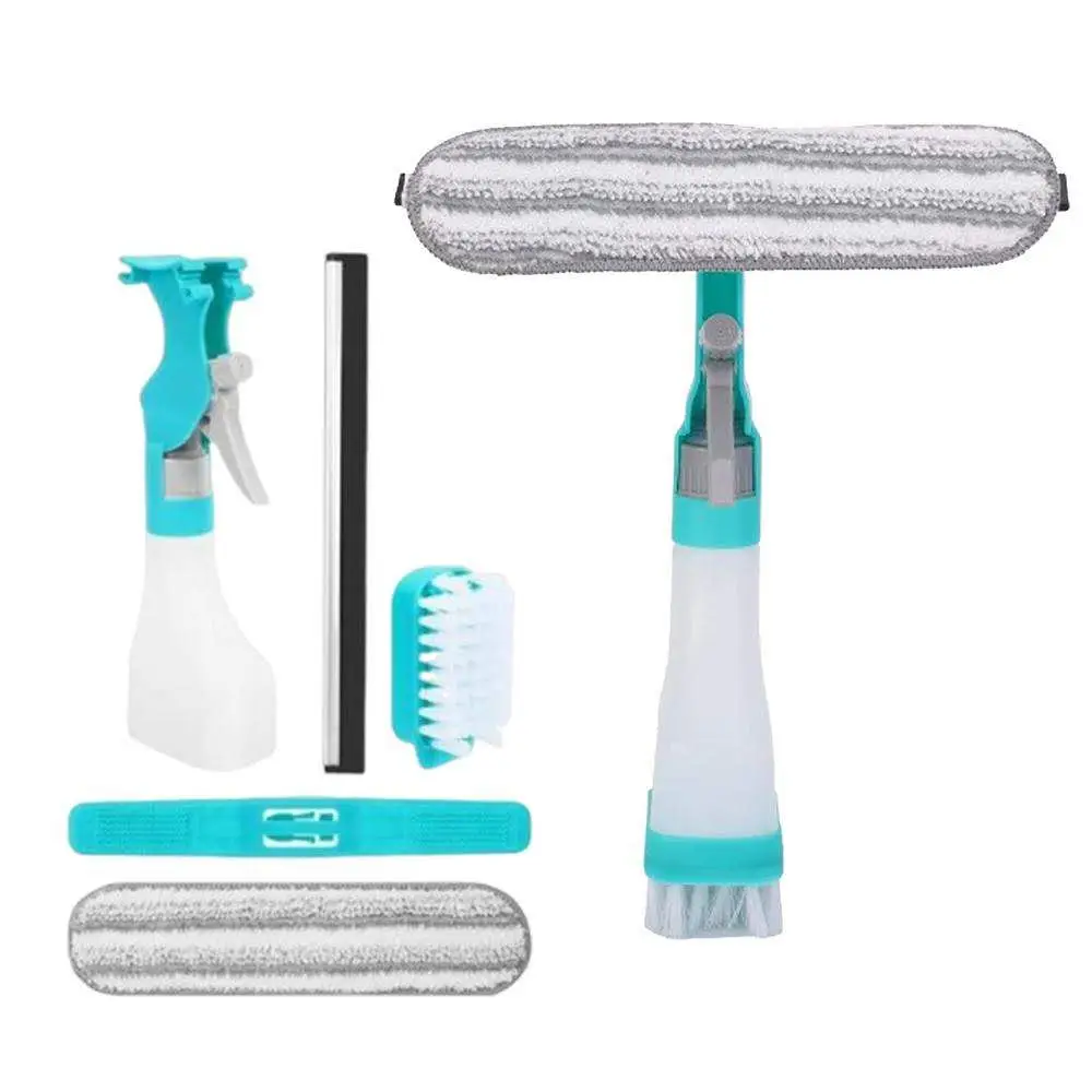 Double Sided Window Cleaning Brush with Spray Bottle, 1 Set Window Wiper Cleaning Scraper, Cleaning Supplies, Household Cleaning Tool for Window Glass