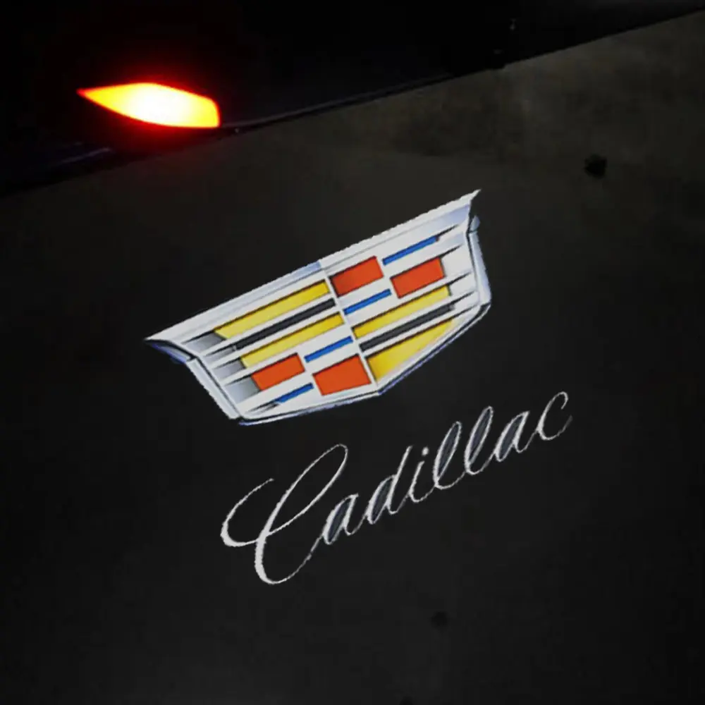 (2 PCS) Cadillac Cool Logo Projectors, HD Glass Lens Plug-and-Play Ultra-Bright Ghost Shadow HD Welcome Lights for XT5/XT4/ATS-L, Silent, Moisture-Resistant, Shockproof, Energy-Efficient, Waterproof, Easy Install, Brand Styling Upgrade, Car Interior Decor
