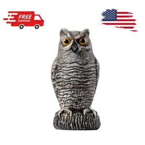 Owl Statue for Halloween Decorations Outdoor Garden, 8.3 in Height, Brown