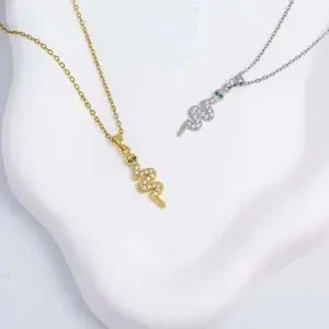 Gemstone Pendant Necklace Snake-Shaped Bicolor Gold and Silver Pendant Necklace Accessory Perfect for weddings and dates to create a romantic atmosphere.in visa wear kit i love my girlfriend chains christmasgiftideas womens gifts &Mother's Day gifts
